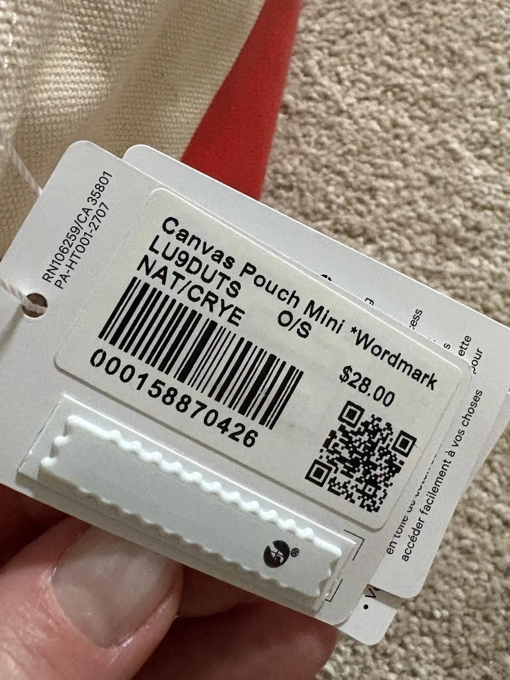 Lululemon Canvas Pouch Mini Wordmark NWT 1 L